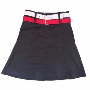 Love Moschino Skirt Black Denim Aline Skirt with Double Contrast Belts